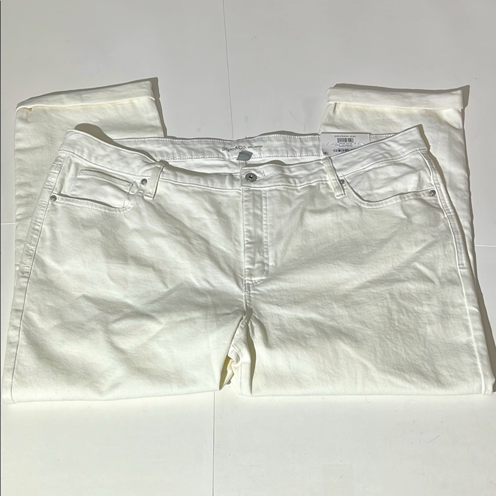 Style & Co Girl Friend Jean in Bright White Plus 22W NEW! summer jeans pants